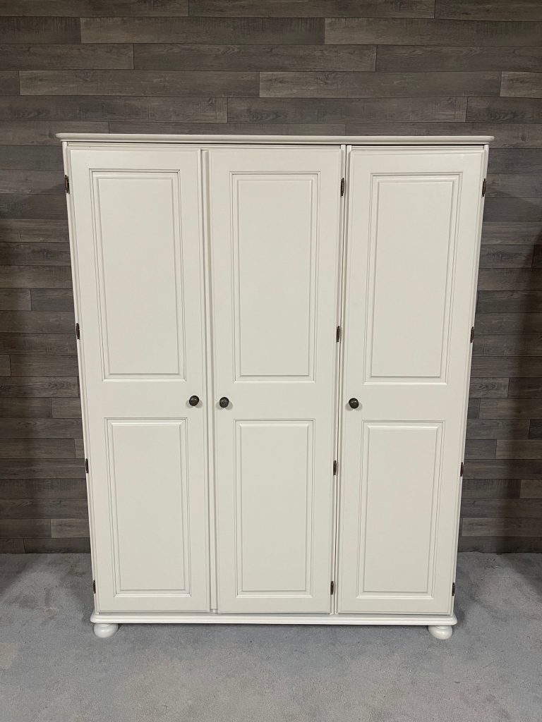 wardrobes and bedroom furniture such as this white painted triple wardrobe in our warehouse