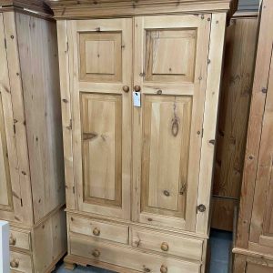 Stripped Solid Pine Double Wardrobe