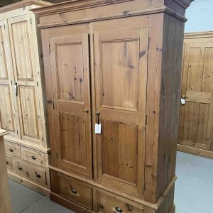 Rustic Solid Pine Double Wardrobe