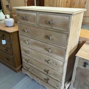 Stripped Pine Two Over Five Chest Of Drawers