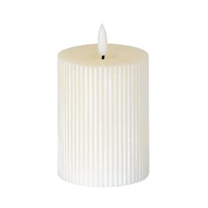 Luxe Collection Natural Glow 3x4 Textured Ribbed LED Candle
