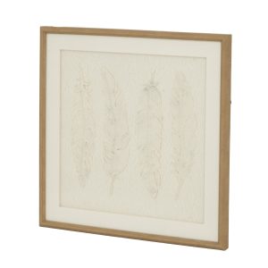 Alta White Feathers Art Mounted In Beaded Frame