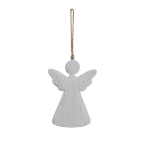 Large Whitewashed Rustic Hanging Angel