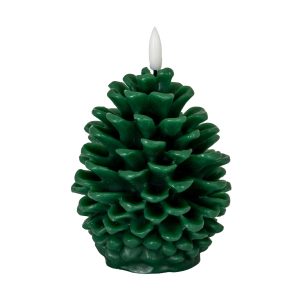 Luxe Collection Natural Glow Green Pinecone LED Wax Candle