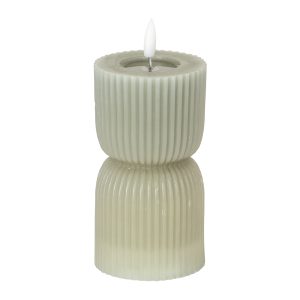 Luxe Collection Natural Glow 2.75x6 Grey Carved LED Candle