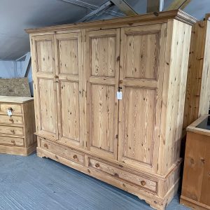 Stripped Solid Pine Quad Wardrobe