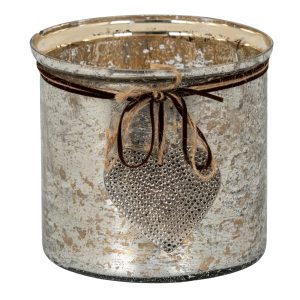 Mercury Hammered Heart Large Candle Holder