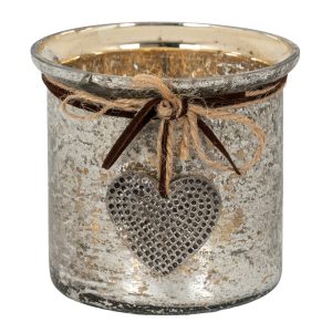 Murcury Hammered Heart Medium Candle Holder