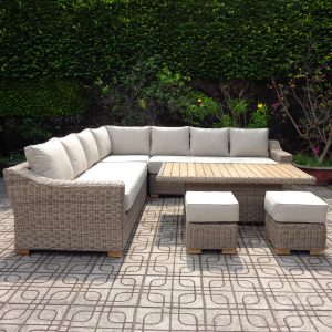 Capri Outdoor Large Corner Set With Riser Table + 2 Stools