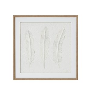 Solli White Feathers Art Mounted In Beaded Frame