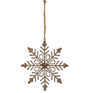 Rustic Hanging Gem Snowflake Decoration