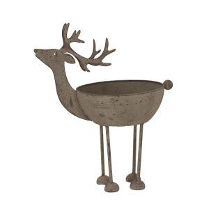 Large Rustic Metal Reindeer Bowl