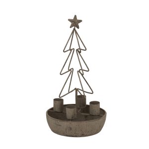 Rustic Outline Tree And Star Candle Holders