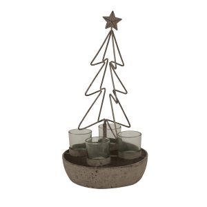 Rustic Outline Tree And Star With Four Glass Votives