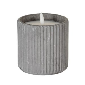 Luxe Collection Natural Glow Grey Ribbed Large  Led Candle