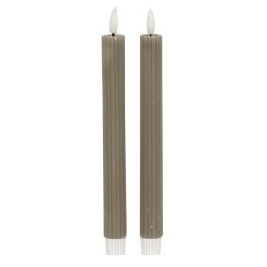 Luxe Collection Natural Glow Grey  Ribbed Taper Candles