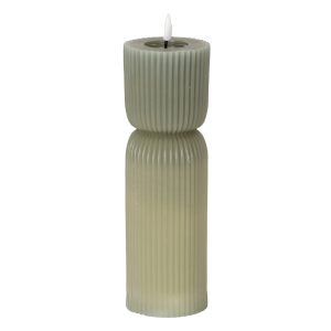 Luxe Collection Natural Glow 2.75x10 Grey Carved LED Candle
