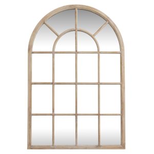 Washed Wood Arched Window Mirror