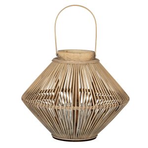 Cone Wicker Lantern With Glass Holder