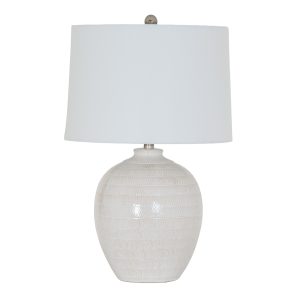 Chevronne Ceramic Table Lamp With Linen Shade