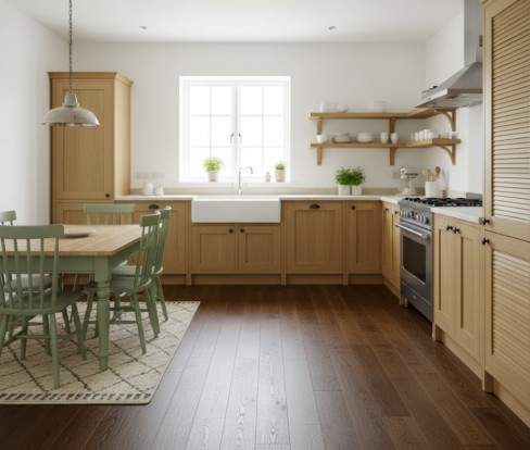 Rustic Oak Brown Sugar Lacquered Flooring (14mm x 130mm Engineered) - Image 3