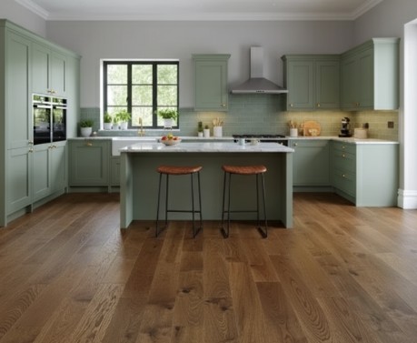 Rustic Oak Brown Sugar Lacquered Flooring (14mm x 180mm Engineered) - Image 3
