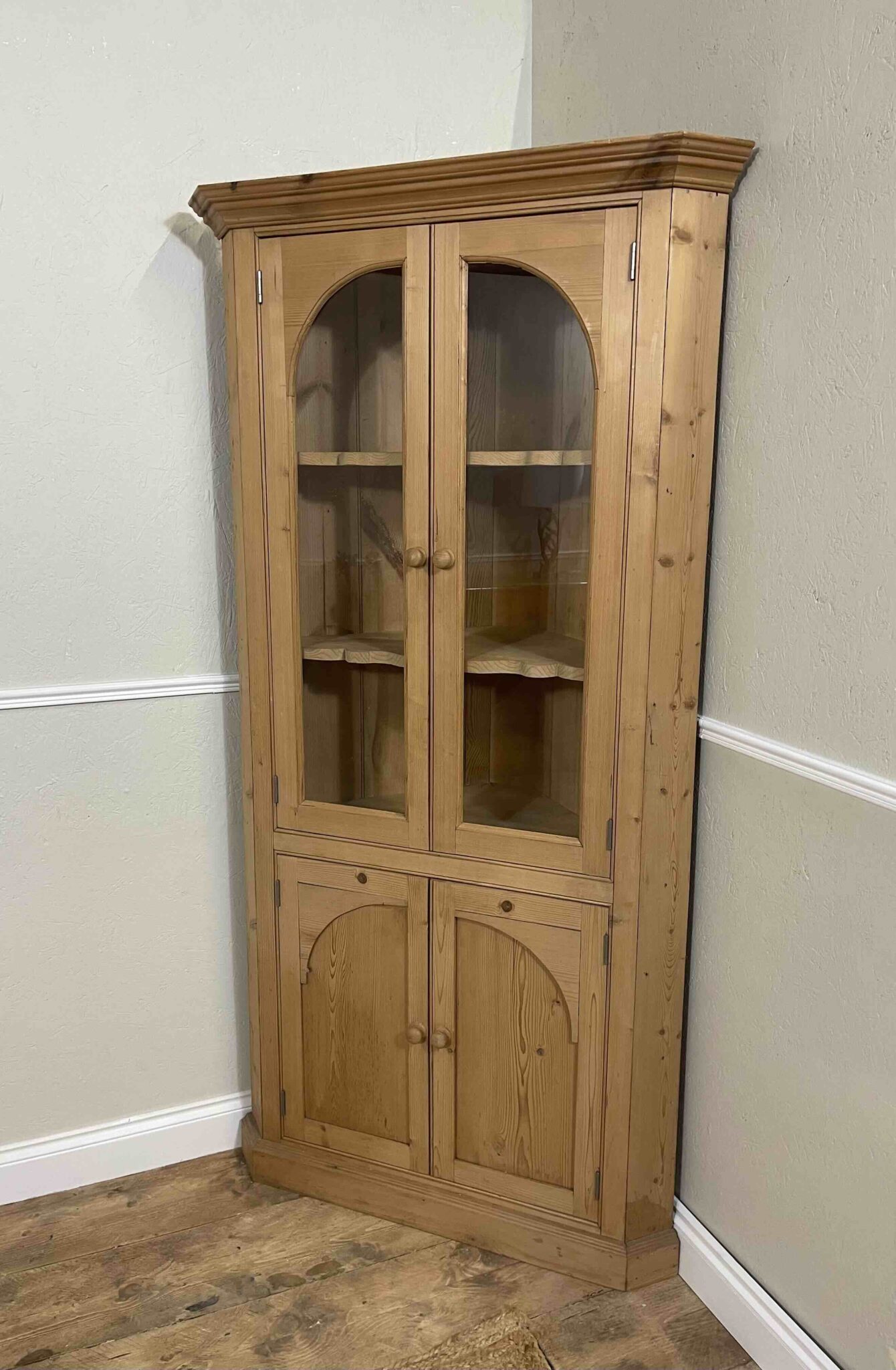 Solid Pine Glazed Corner Cabinet
