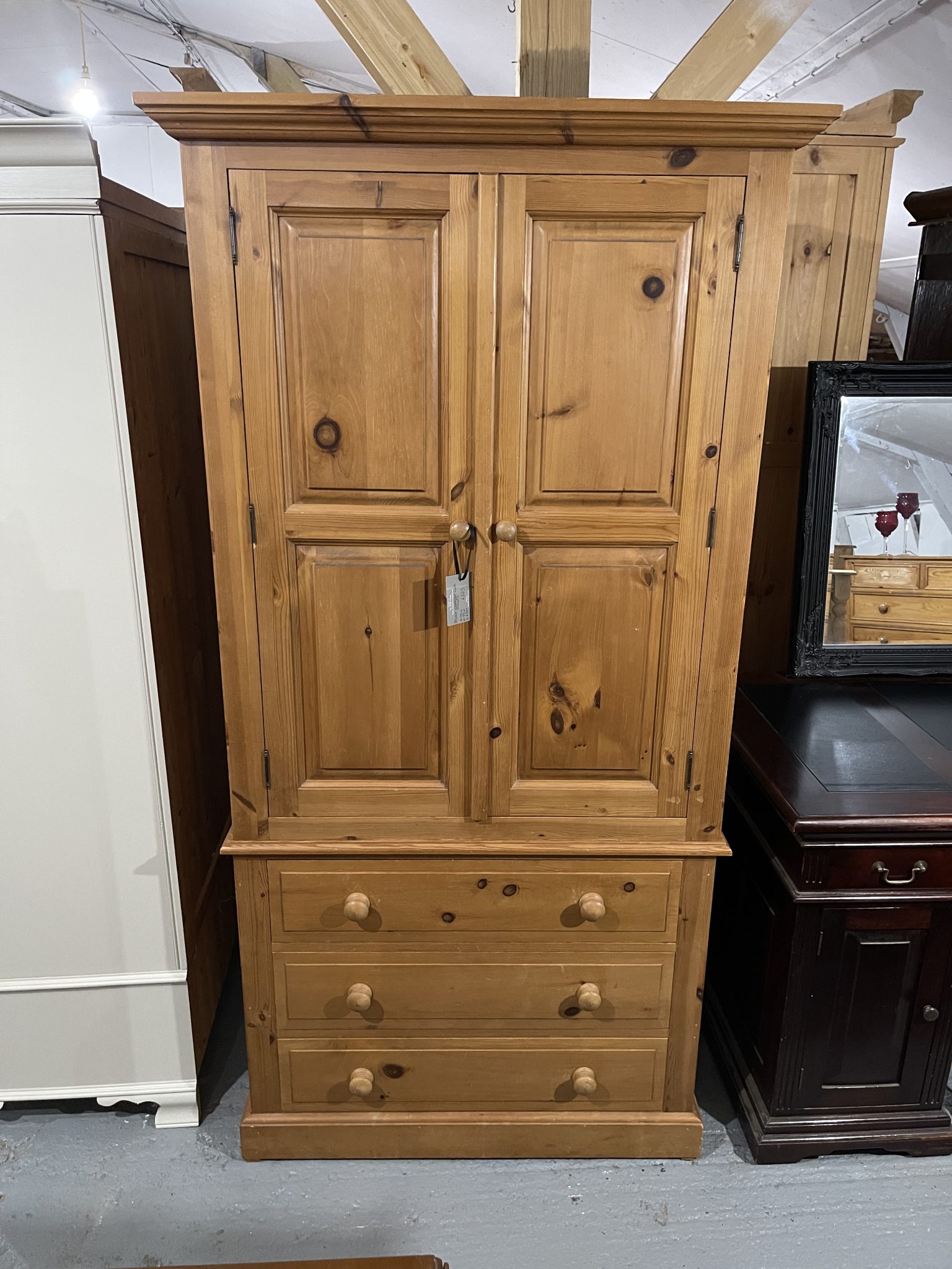 Solid Pine Double Wardrobe (Splits into two sections)