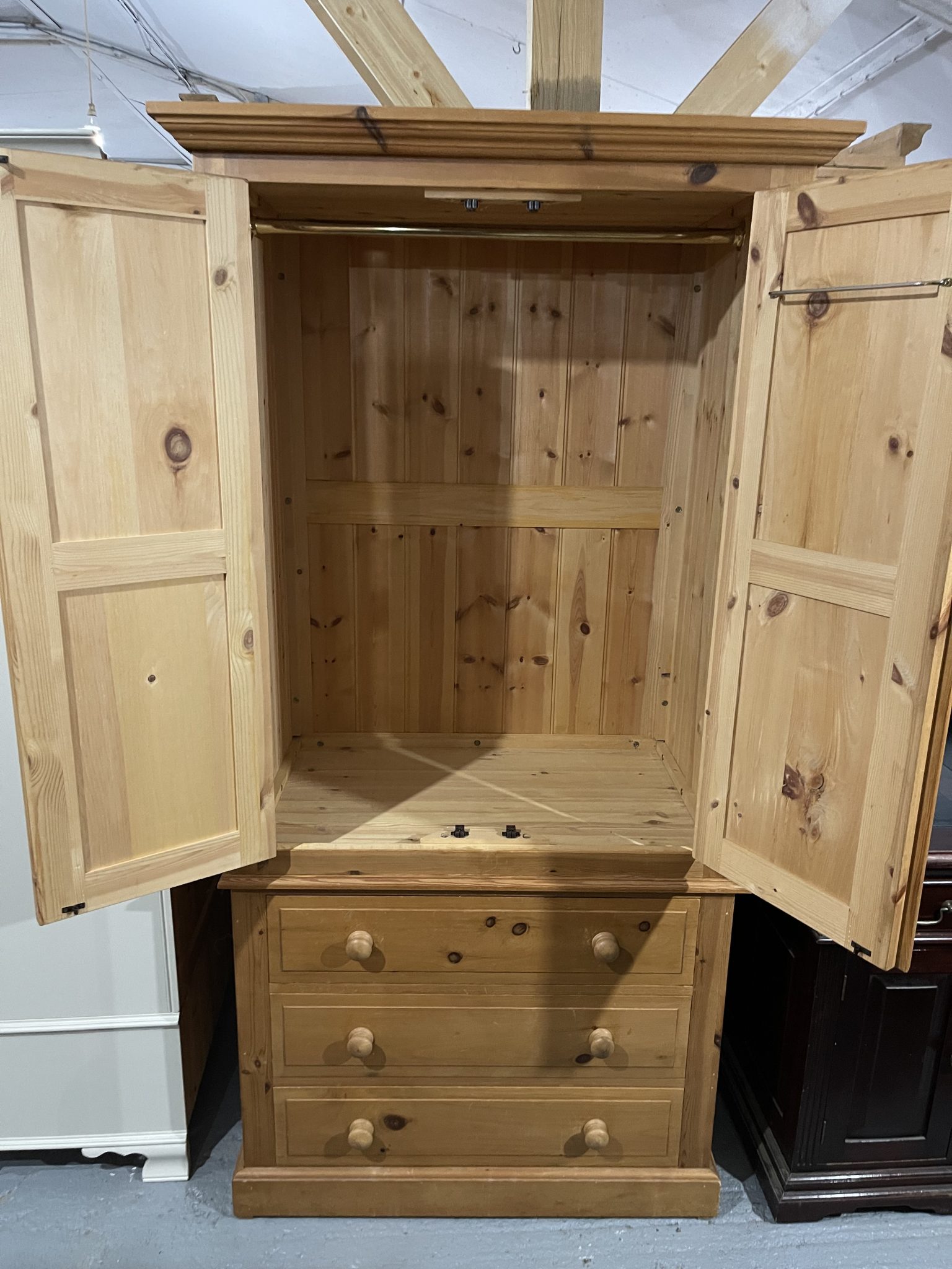 Solid Pine Double Wardrobe (Splits into two sections) - Image 2
