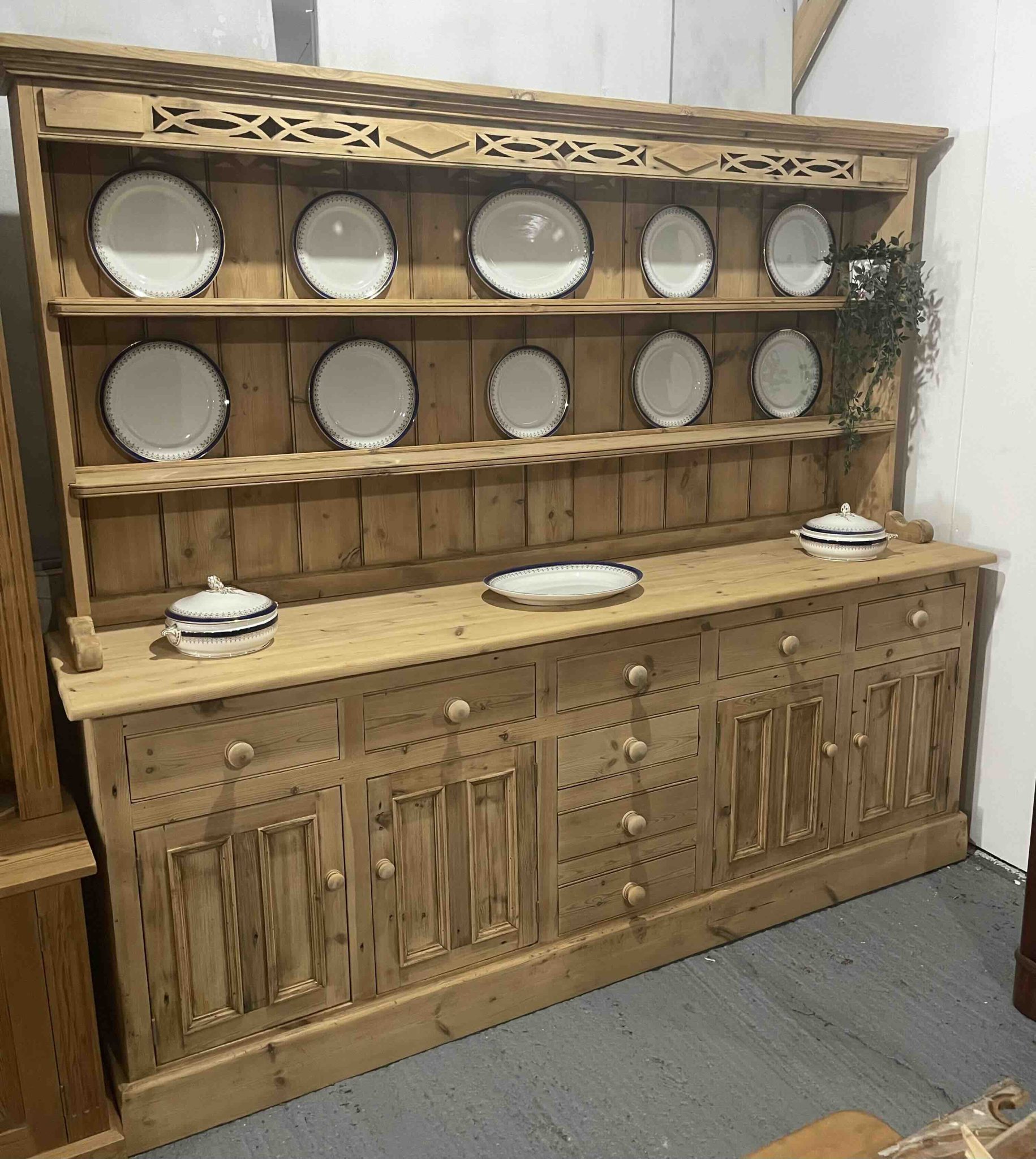 Stripped Large Farmhouse Pine Dresser
