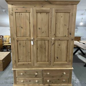 Strippled Solid Pine Triple Wardrobe