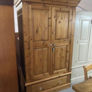 Solid Pine Double Wardrobe Single Drawer