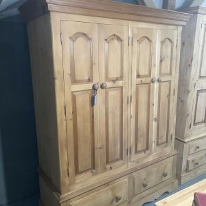 Stripped Solid Pine Quad Wardrobe