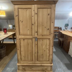 Stripped Pine Double Wardrobe Single Drawer