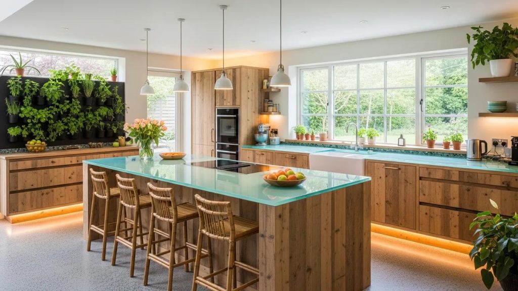 Bespoke kitchen design with sustainable materials and modern aesthetics