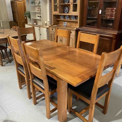 Solid Oak Extendable Dining Table & Six Chairs