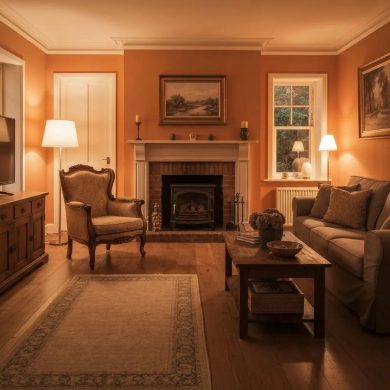 Beautiful wood flooring in a cozy living room with natural light, showcasing solid and engineered wood styles